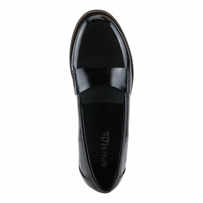 PATRIZIA NOLDIN Women’s Slip-On Loafer – Faux Suede & Patent Combo with Cushioned Insole Black Patent EU 36 / US 5.5-6