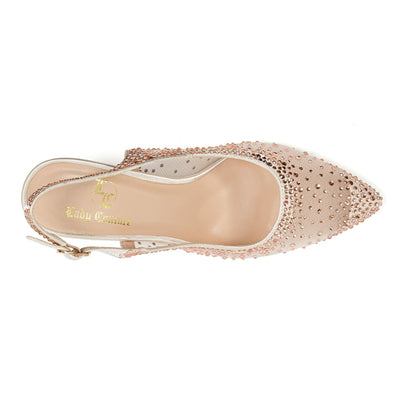 Lady Couture Lola Embellished Pointed Toe Slingback Pump, Champagne, 11