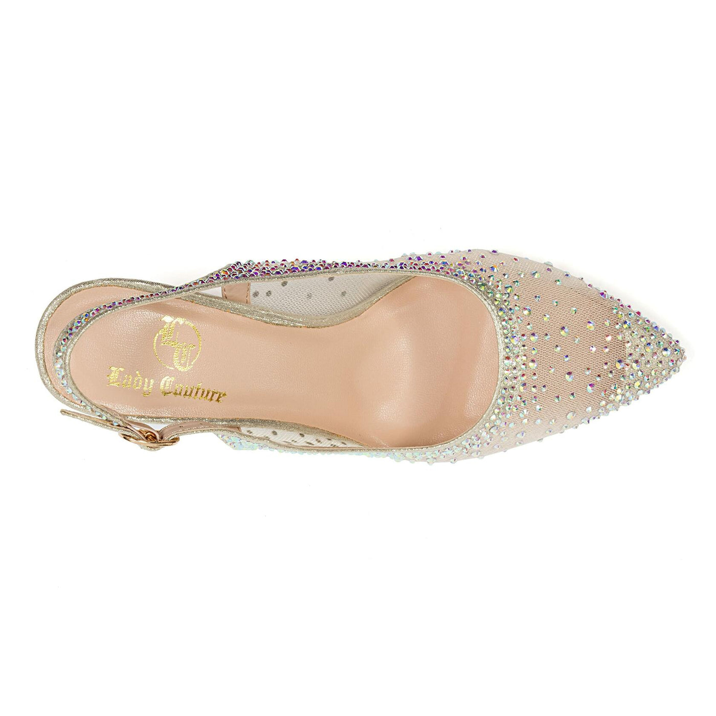 Lady Couture Lola Embellished Pointed Toe Slingback Pump, Gold, 13