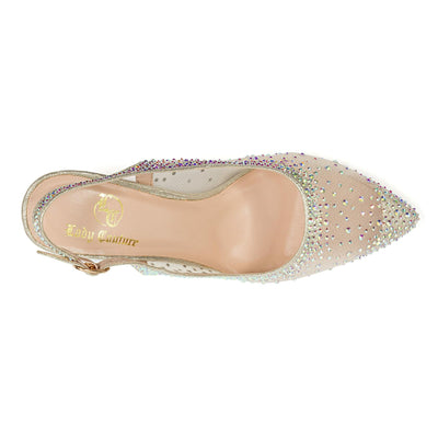 Lady Couture Lola Embellished Pointed Toe Slingback Pump, Gold, 13
