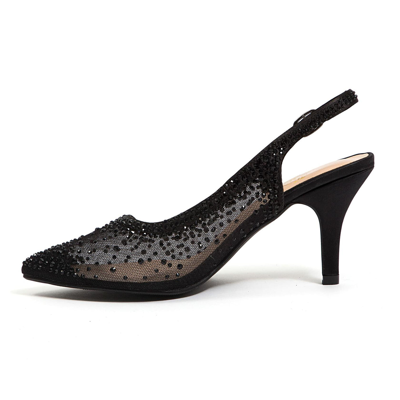 Lady Couture Lola Embellished Pointed Toe Slingback Pump, Black, 13