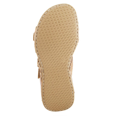 Spring Step L’Artiste Astra Women’s Hand Painted Leather Cushioned Insole Sandals - Adjustable Hook and Loop Closure, Cork Sole, Slip-On Open Toe Comfort Sandal, Tan EU 41 / US 9.5-10