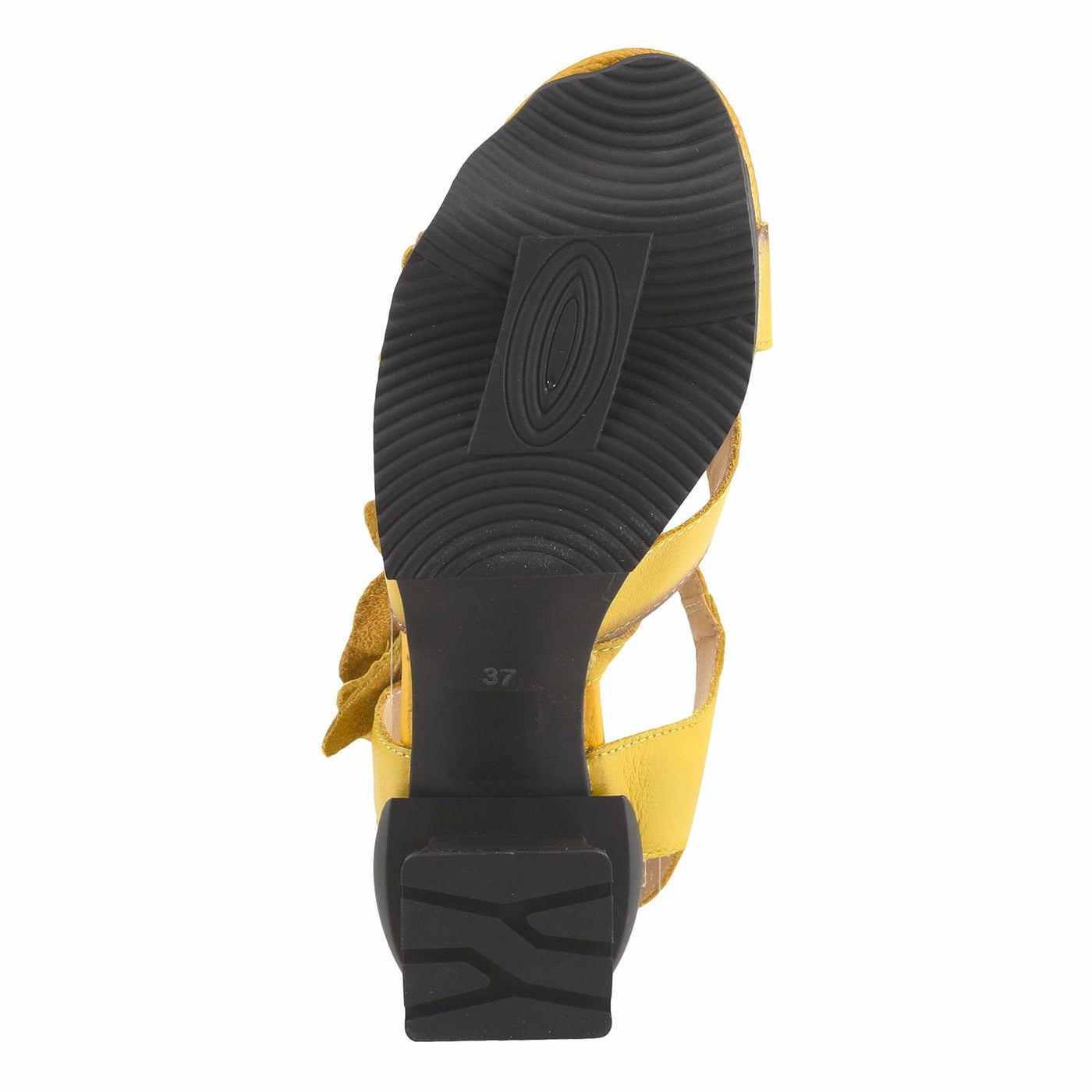 Spring Step L'Artiste Shelly – Women's Hand-Painted Floral Leather Platform Sandal with Adjustable Ankle Strap - Artistic Block Heel For Everyday Wear, Block Heel Yellow EU 38/7.5-8