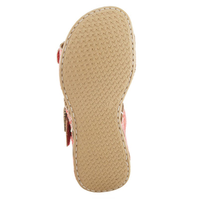 Spring Step L’Artiste Astra Women’s Hand Painted Leather Cushioned Insole Sandals - Adjustable Hook and Loop Closure, Cork Sole, Slip-On Open Toe Comfort Sandal, Red EU 35 / US 5