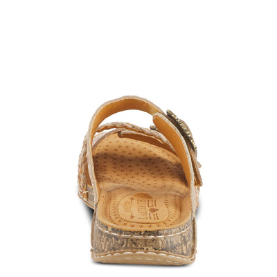 Spring Step L’Artiste Astra Women’s Hand Painted Leather Cushioned Insole Sandals - Adjustable Hook and Loop Closure, Cork Sole, Slip-On Open Toe Comfort Sandal, Tan EU 41 / US 9.5-10