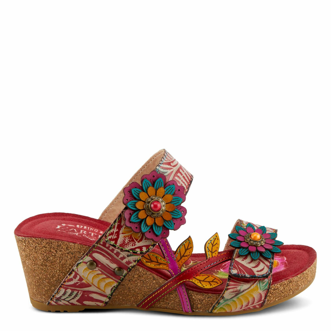 L'Artiste by Spring Step Women's Moai Sandal, Red Multi, 8.5