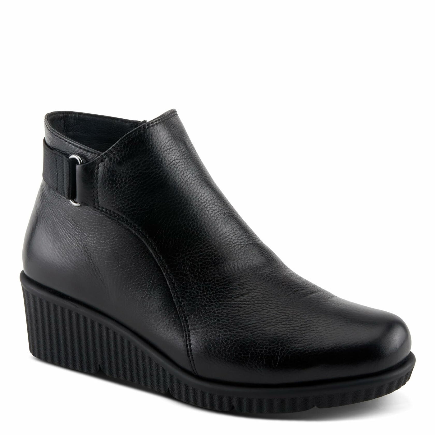 Spring Step Women's ABRUZZO Ankle Booties with Pebbled Leather, Modern Wedge Sole, and Removable Insoles Black EU 39 / US 8.5