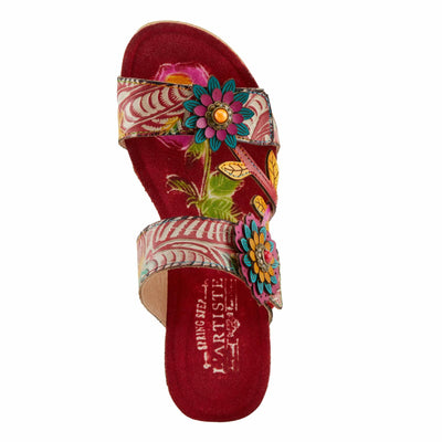 L'Artiste by Spring Step Women's Moai Sandal, Red Multi, 6.5-7