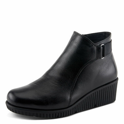 Spring Step Women's ABRUZZO Ankle Booties with Pebbled Leather, Modern Wedge Sole, and Removable Insoles Black EU 39 / US 8.5
