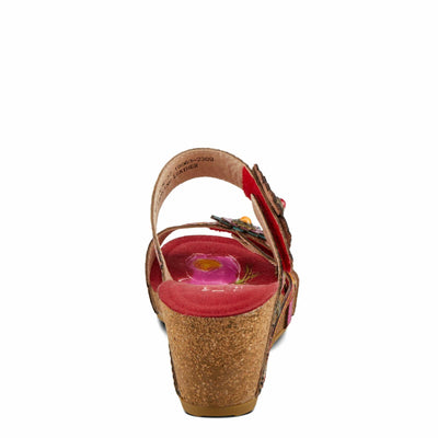 L'Artiste by Spring Step Women's Moai Sandal, Red Multi, 7.5-8