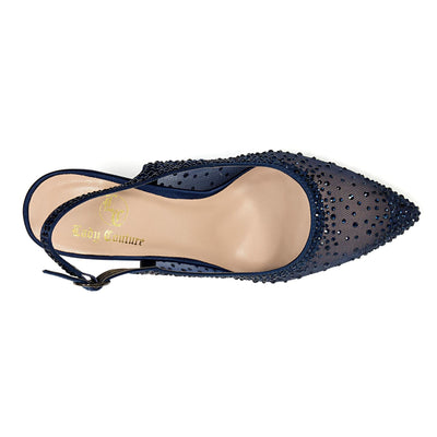 Lady Couture Lola Embellished Pointed Toe Slingback Pump, Navy, 13