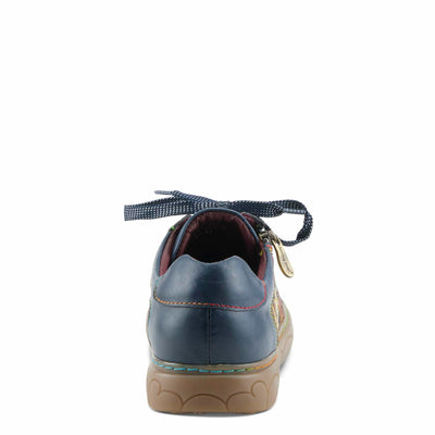 Spring Step L'Artiste Danli-Fab Fashion Sneakers | Leather & Tapestry Print Lace-Up with Side Zipper NAVY MULTI EU 35 / US 5