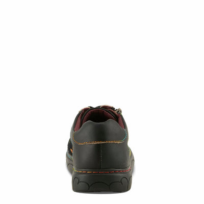 Spring Step L'Artiste Danli-Fab Fashion Sneakers – Premium Leather with Tapestry Print Upper - Lace Up Zipper Closure, Removable Insole, Flat Platform Sole, Black Multi EU 41 / US 9.5-10
