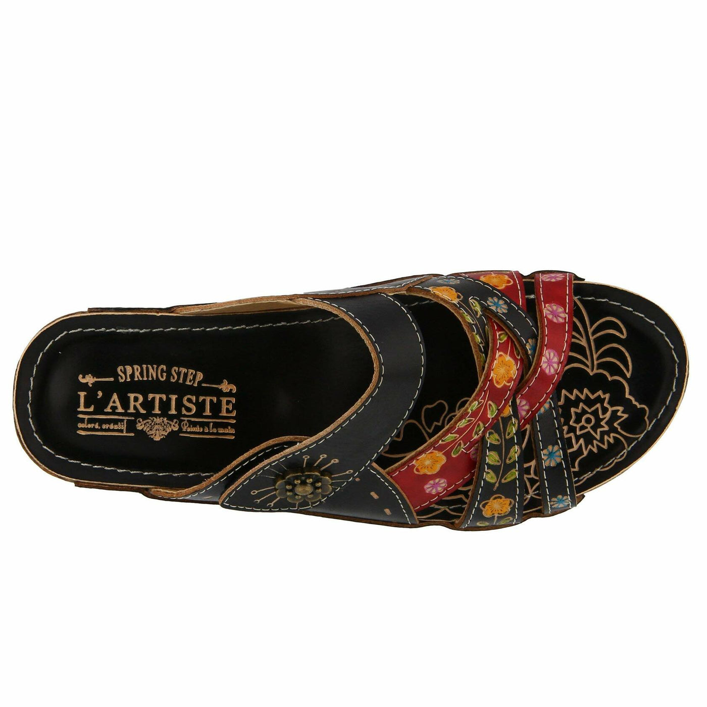 L'Artiste by Spring Step Women's LEIGH Sandals, black/multi 4, 41 M EU (US 9.5-10)