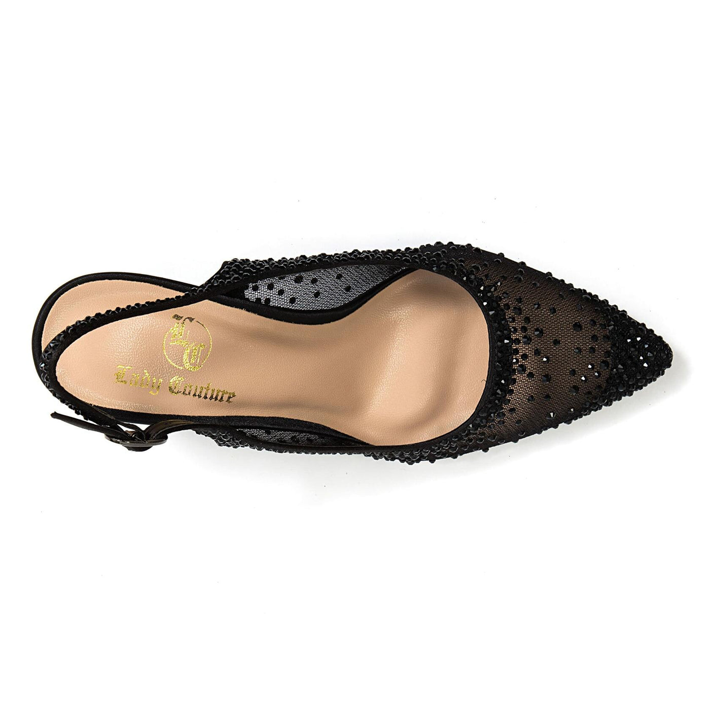 Lady Couture Lola Embellished Pointed Toe Slingback Pump, Black, 6