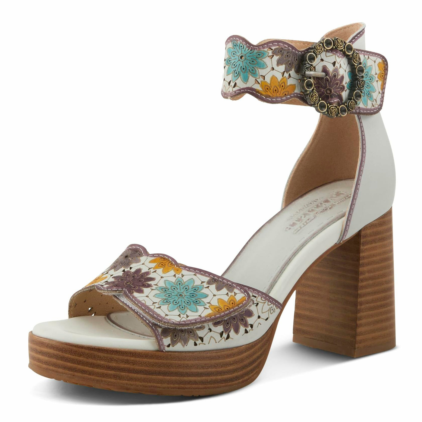 L'Artiste by Spring Step Women's Bangles Sandal, White Multi, 7.5-8