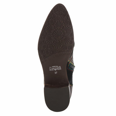 Spring Step L'Artiste Ladyluck Booties for Women - Floral Leather and Suede Women's Chelsea Boots - Western Ankle Boots for Women with Low Heel - Red US 7.5-8