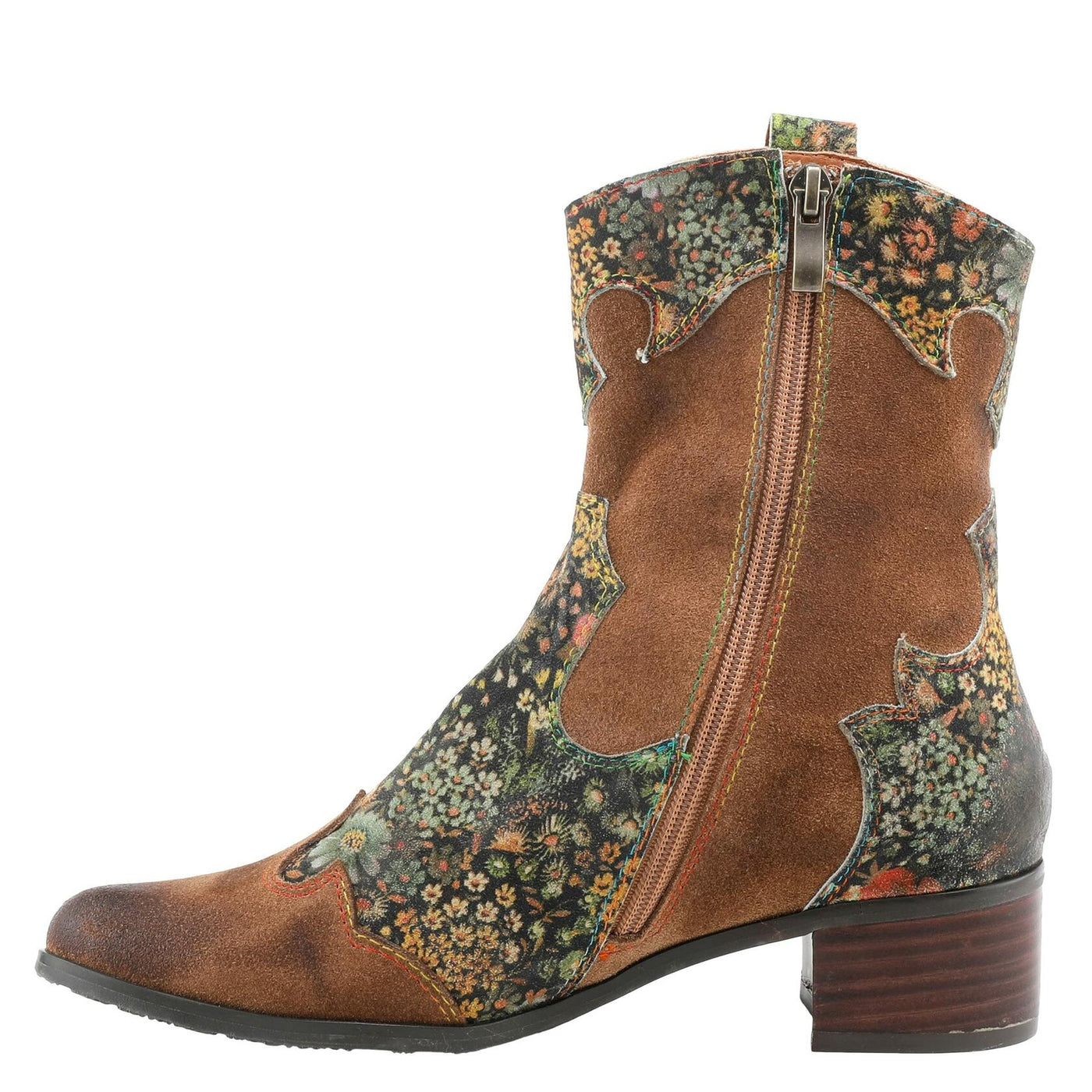 L'Artiste by Spring Step Women's Lady Luck Western Boot, Tan Multi Suede, 9.5-10