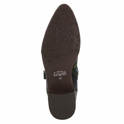 Spring Step L'Artiste Ladyluck Booties for Women - Floral Leather and Suede Women's Chelsea Boots - Western Ankle Boots for Women with Low Heel - Purple US 8.5