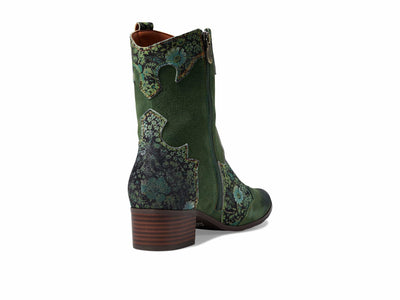 L'Artiste by Spring Step Women's Lady Luck Western Boot, Green Multi Suede, 9