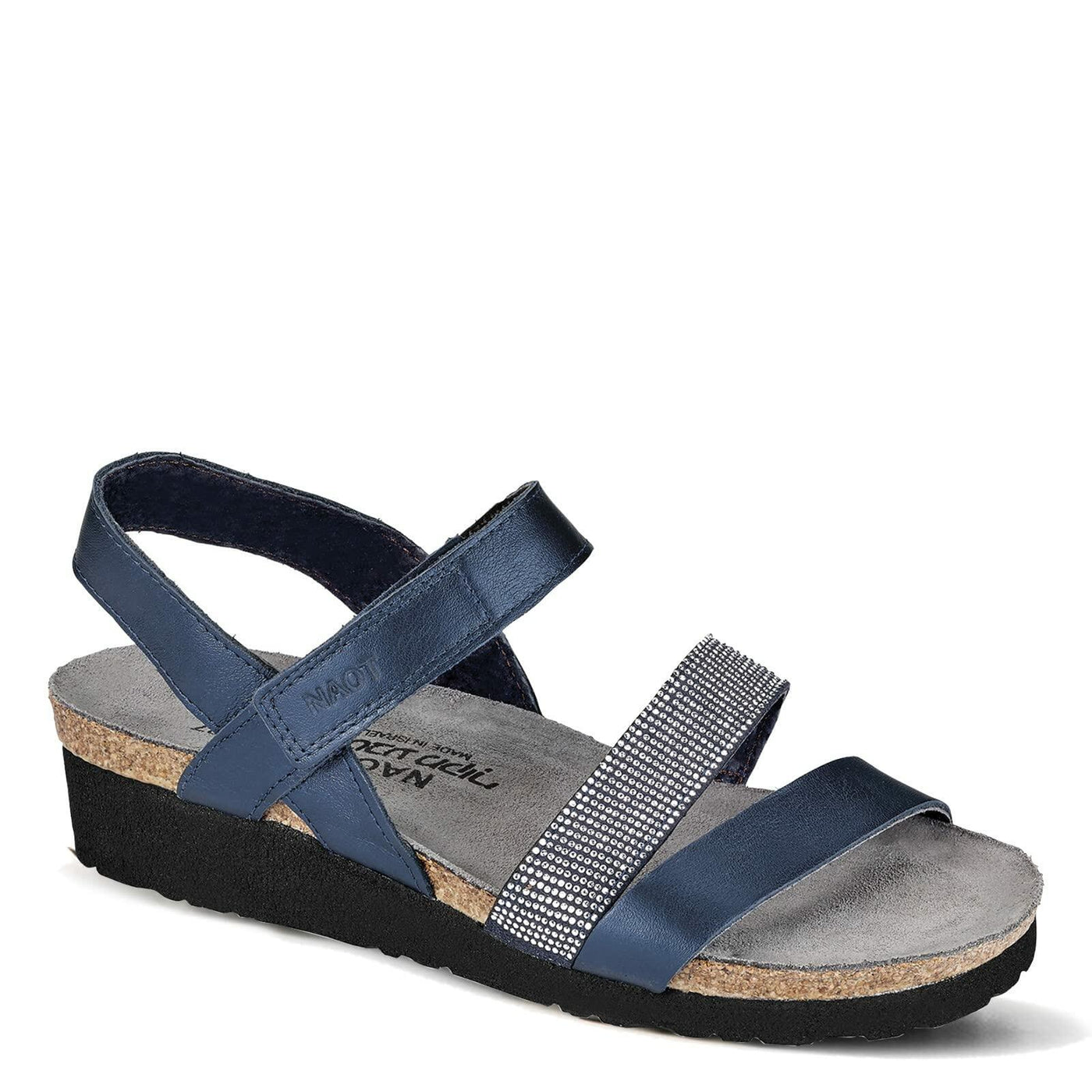 NAOT Women Krista Backstrap Sandal Polar Sea Lthr/Dark Blue w/Nikel Rivets 8-8.5 N US