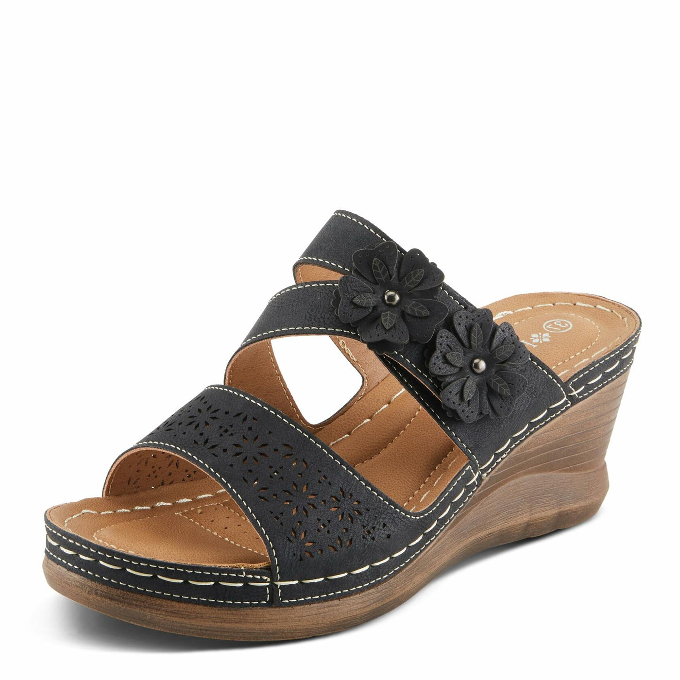 PATRIZIA Women's LOLLY Slide Wedge Sandals Black EU 38 / US 7.5-8