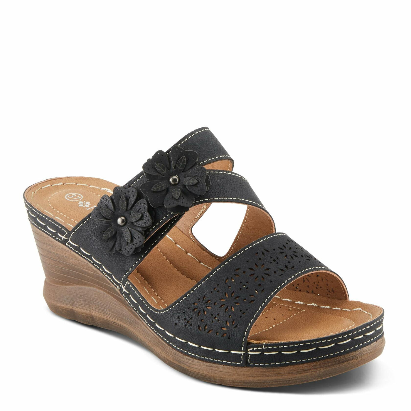 PATRIZIA Women's LOLLY Slide Wedge Sandals Black EU 38 / US 7.5-8