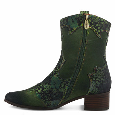 Spring Step L'Artiste Women's Ladyluck Western Boto with Flowers Green Multi Suede EU 43/11.5-12