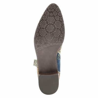 Spring Step L'Artiste Ladyluck Booties for Women - Floral Leather and Suede Women's Chelsea Boots - Western Ankle Boots for Women with Low Heel - Navy US 7.5-8