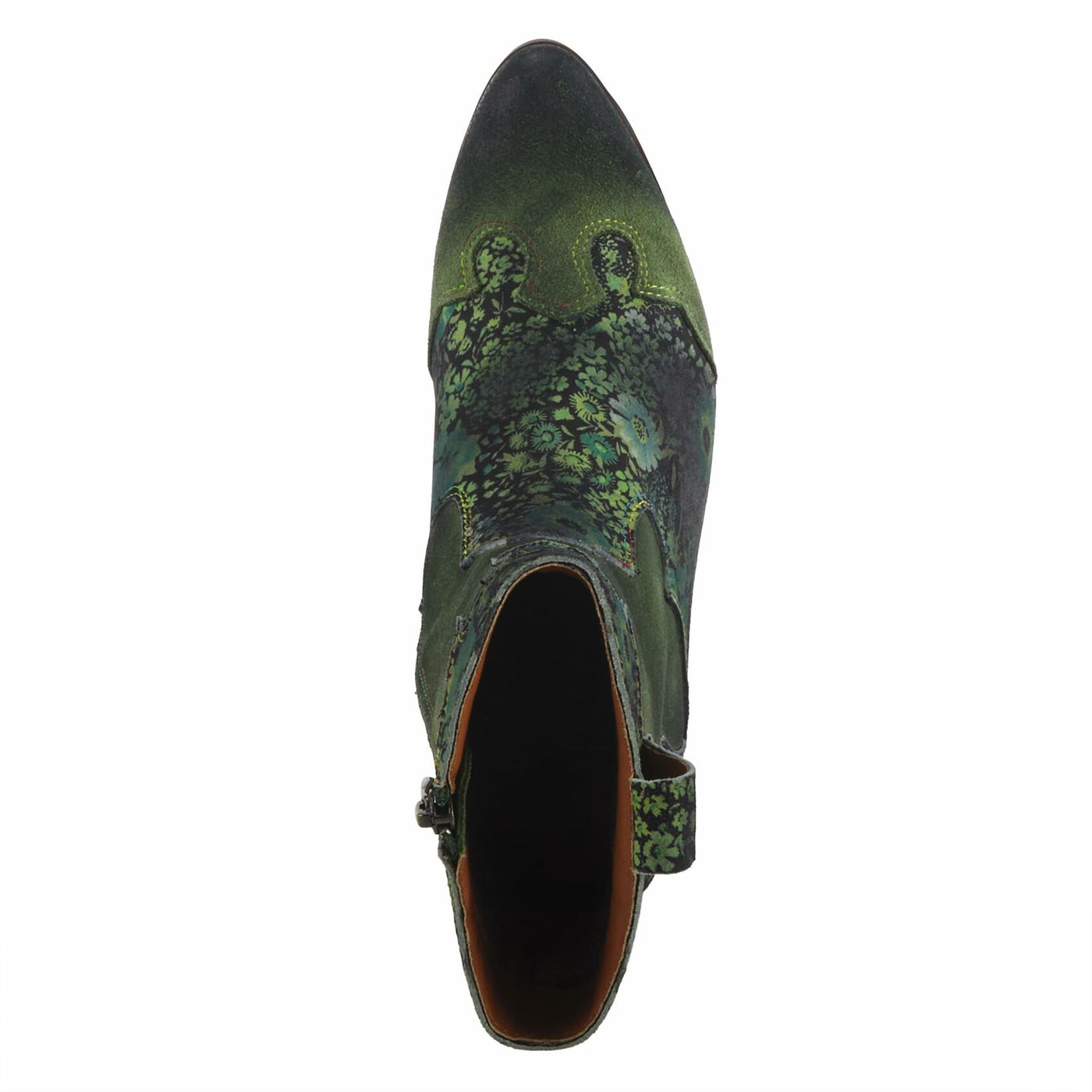 Spring Step L'Artiste Women's Ladyluck Western Boto with Flowers Green Multi Suede EU 43/11.5-12