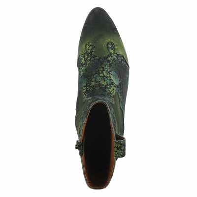 Spring Step L'Artiste Women's Ladyluck Western Boto with Flowers Green Multi Suede EU 43/11.5-12