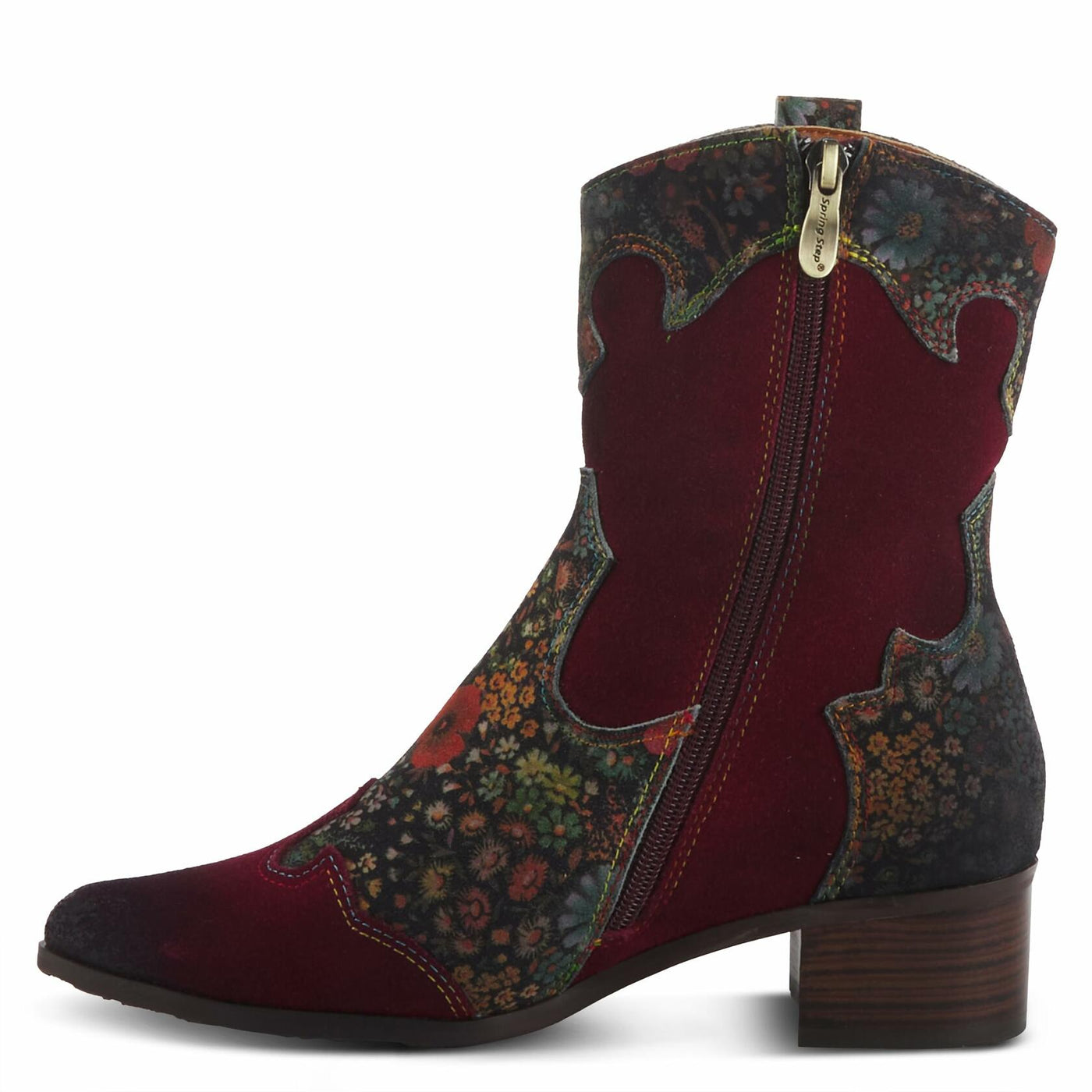 L'Artiste by Spring Step Women's Lady Luck Western Boot, Bordeaux Multi Suede, 10.5-11