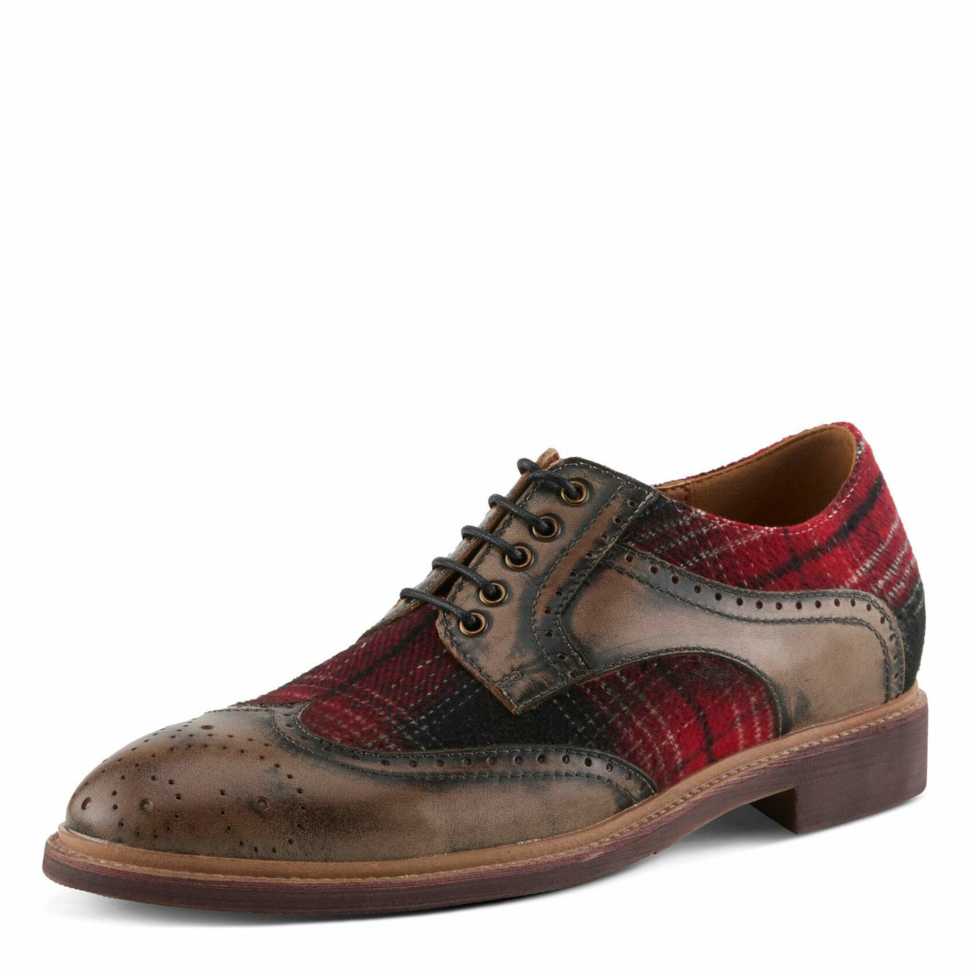 Spring Step L'Artiste Men's Thavo-Plaid Leather Oxford Shoes Grey Multi EU 42 / US 9