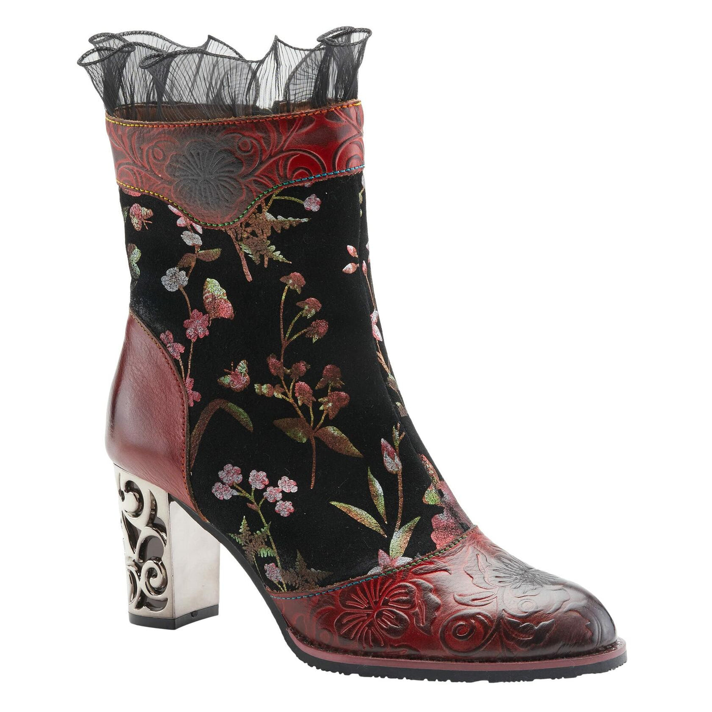 Spring Steps L`Artiste Gaga Mid-Calf Boots for Women - Ladies Boot with Side Zipper Closure - Comfortable Western Women's boots - Red Multi EU 36 / US 5.5-6