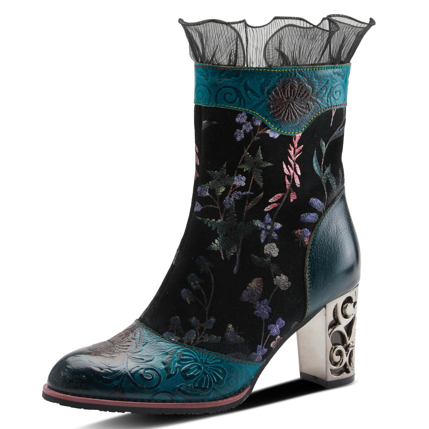 Spring Steps L`Artiste Gaga Mid-Calf Boots for Women - Ladies Boot with Side Zipper Closure - Comfortable Western Women's boots - Turquoise Multi EU 42 / US 10.5-11