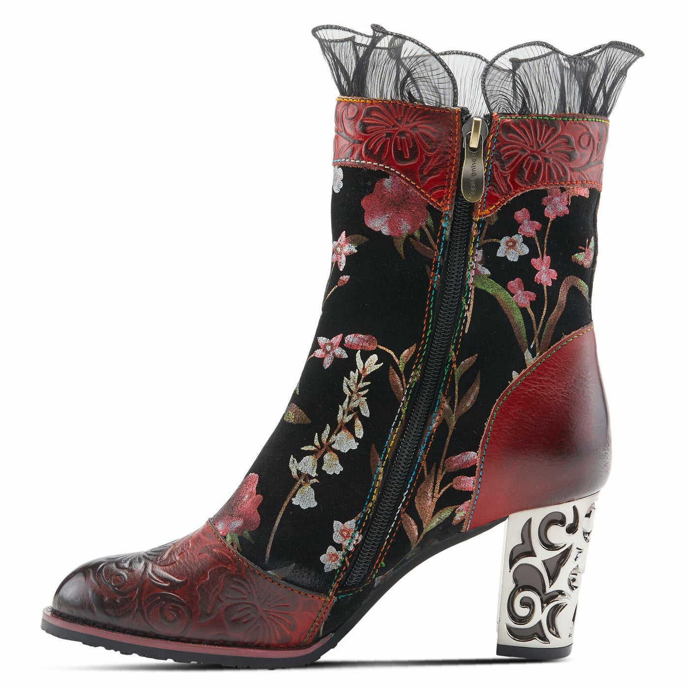 Spring Steps L`Artiste Gaga Mid-Calf Boots for Women - Ladies Boot with Side Zipper Closure - Comfortable Western Women's boots - Red Multi EU 36 / US 5.5-6
