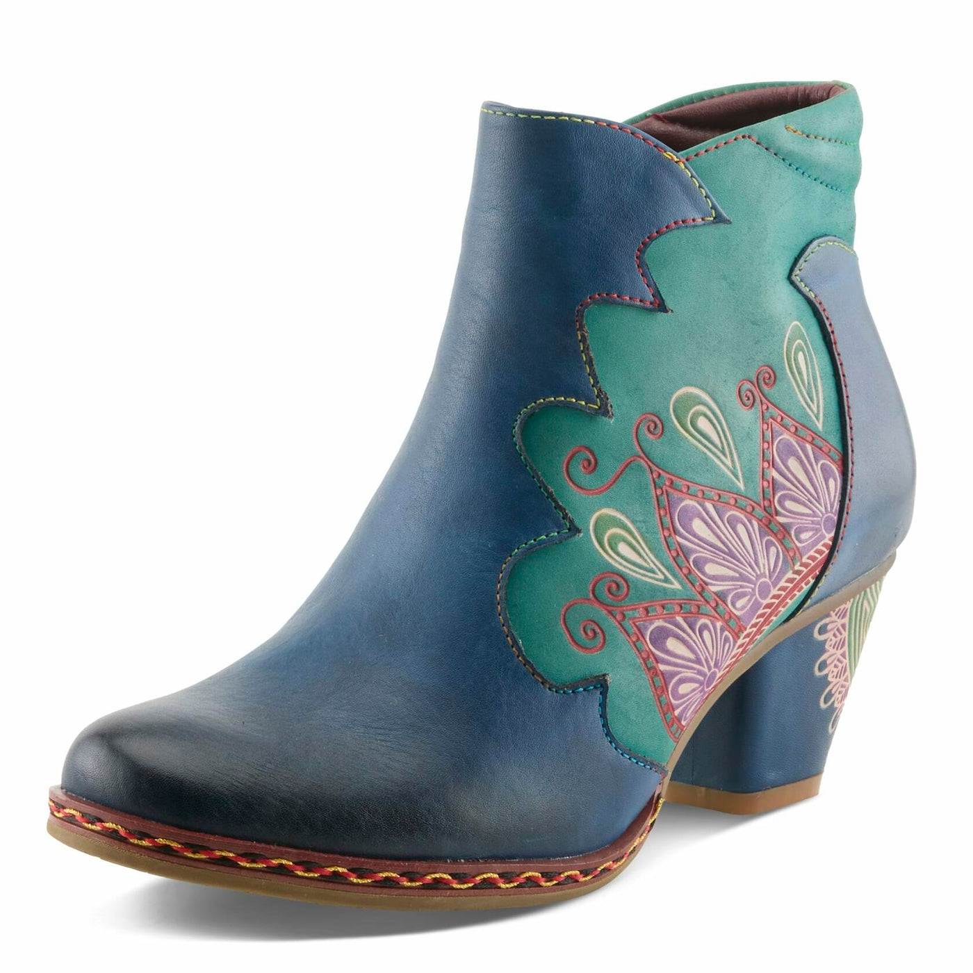 Spring Step L`Artiste Women's Zamihi Leather Bootie Blue EU 44 / US 12.5-13