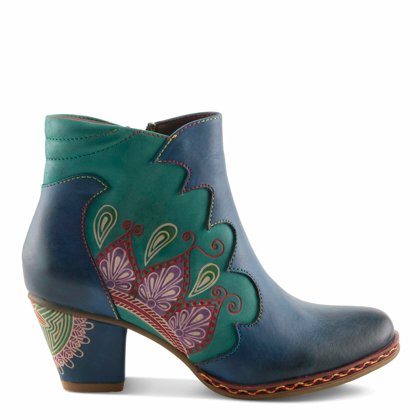 Spring Step L`Artiste Women's Zamihi Leather Bootie Blue EU 44 / US 12.5-13