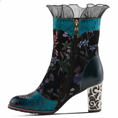 Spring Steps L`Artiste Gaga Mid-Calf Boots for Women - Ladies Boot with Side Zipper Closure - Comfortable Western Women's boots - Turquoise Multi EU 42 / US 10.5-11