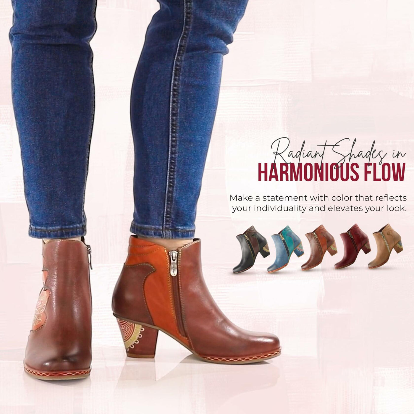 Spring Step L`Artiste Women's Zamihi Leather Bootie Brown EU 38 / US 7.5-8