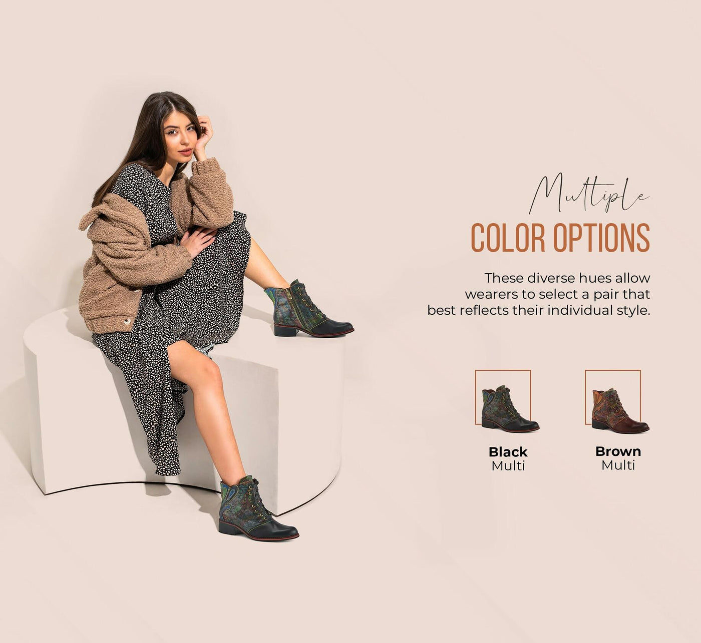 Spring Step L'Artiste Benatar Booties for Women - Ladies Western Bootie with Lace-Up and Zipper - Fasionable Ankle Boots for Womens - Brown Multi EU 42 / US 10.5-11
