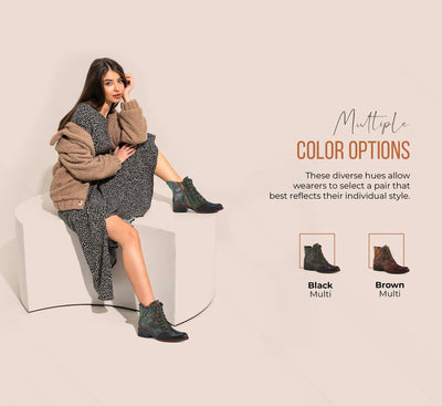 Spring Step L'Artiste Benatar Booties for Women - Ladies Western Bootie with Lace-Up and Zipper - Fasionable Ankle Boots for Womens - Brown Multi EU 42 / US 10.5-11