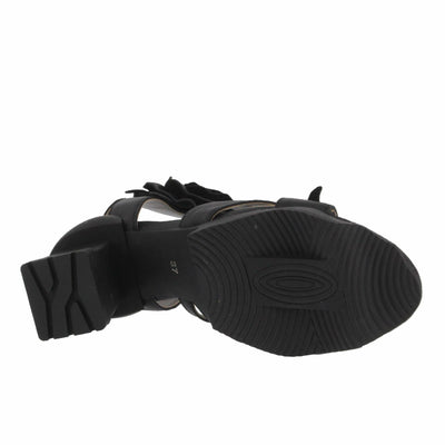 Spring Step L'Artiste Shelly – Women's Hand-Painted Floral Leather Platform Sandal with Adjustable Ankle Strap - Artistic Block Heel For Everyday Wear, Block Heel Black EU 42/10.5-11