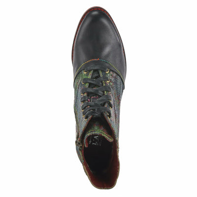 Spring Step L'Artiste Benatar Booties for Women - Ladies Western Bootie with Lace-Up and Zipper - Fasionable Ankle Boots for Womens - Black Multi EU 42 / US 10.5-11