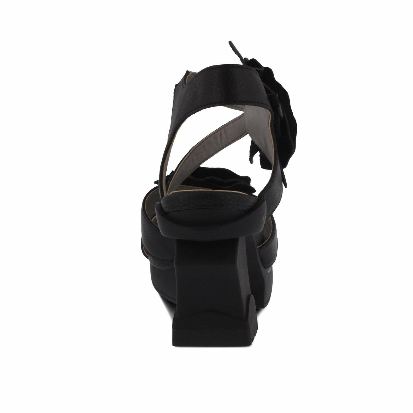 Spring Step L'Artiste Shelly – Women's Hand-Painted Floral Leather Platform Sandal with Adjustable Ankle Strap - Artistic Block Heel For Everyday Wear, Block Heel Black EU 42/10.5-11