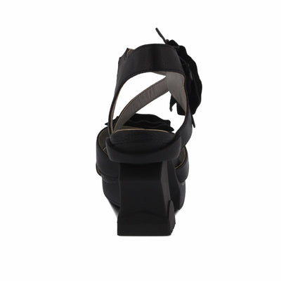 Spring Step L'Artiste Shelly – Women's Hand-Painted Floral Leather Platform Sandal with Adjustable Ankle Strap - Artistic Block Heel For Everyday Wear, Block Heel Black EU 42/10.5-11