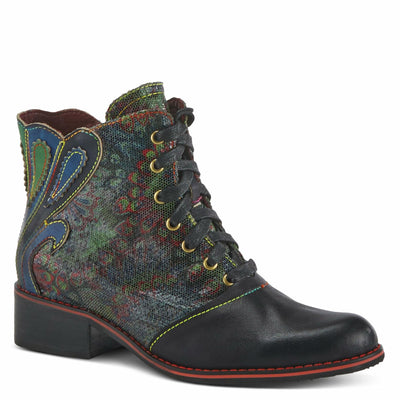 Spring Step L'Artiste Benatar Booties for Women - Ladies Western Bootie with Lace-Up and Zipper - Fasionable Ankle Boots for Womens - Black Multi EU 40 / US 9