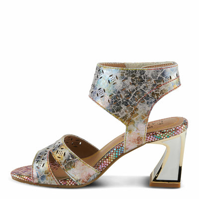 Spring Step L'Artiste Women's POSTER-METAL Metallic Leather Sandals, Artistic Elegance and Modern Design Beige Multi EU 35 / US 5