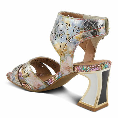 Spring Step L'Artiste Women's POSTER-METAL Metallic Leather Sandals, Artistic Elegance and Modern Design Beige Multi EU 35 / US 5