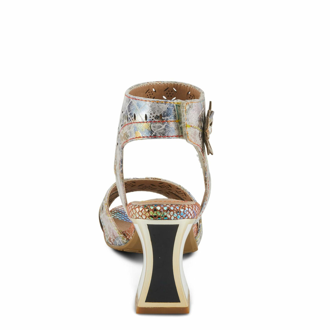 Spring Step L'Artiste Women's POSTER-METAL Metallic Leather Sandals, Artistic Elegance and Modern Design Beige Multi EU 35 / US 5
